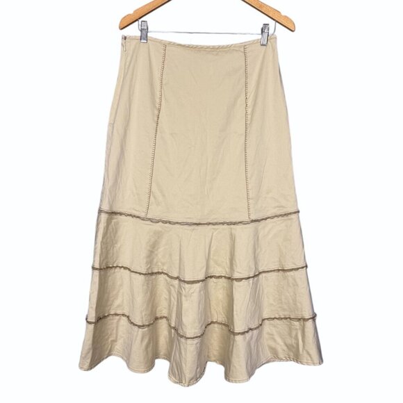 Y2K Uptown Girl Tiered Beige Skirt With Zip Off Convertible Hem Boho Aesthetic - Picture 5 of 7